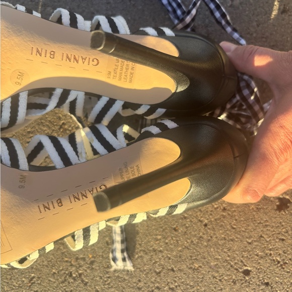 Gianni Bini Black and White Abrianna Gingham Lace-up Stiletto Sandals - Picture 13 of 14